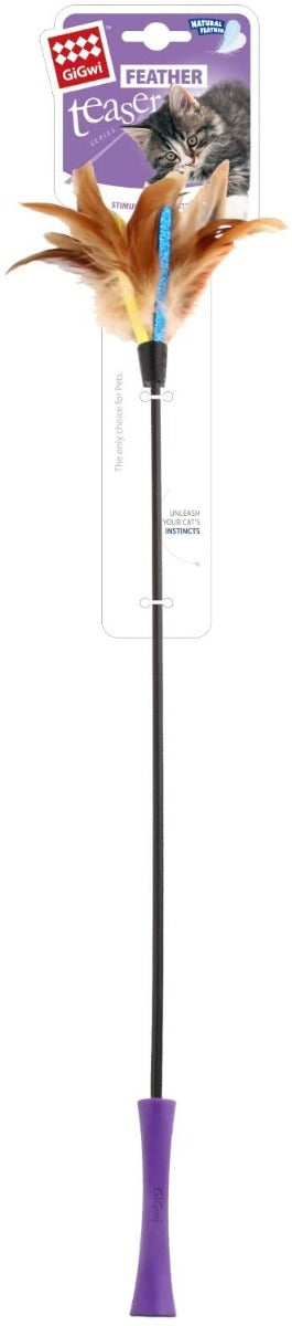 GiGwi Catwand 'Feather Teaser' W/Natural Feather And TPR Handle